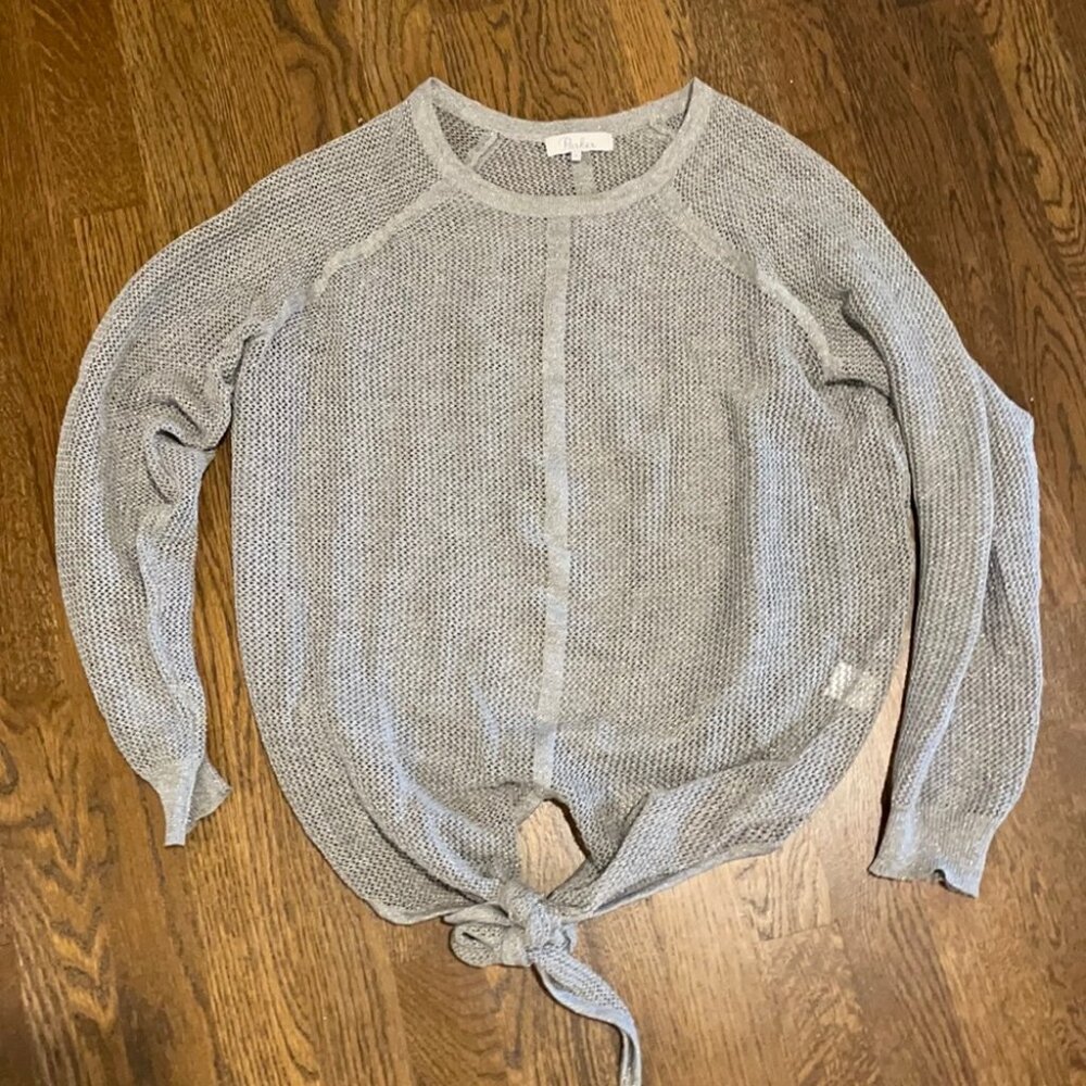 Parker silver mesh tie front top